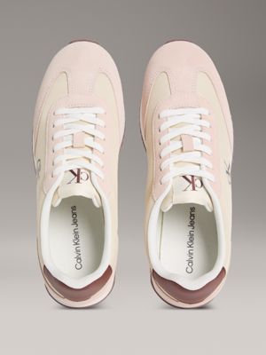 pistachio/whisper pink leather trainers for women 