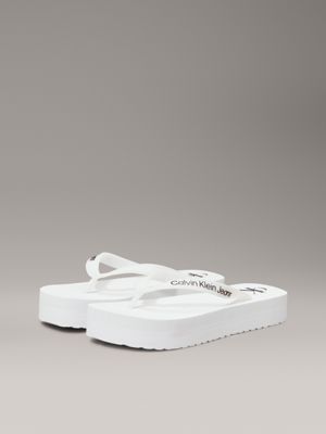 bright white/black platform flip flops for women calvin klein jeans