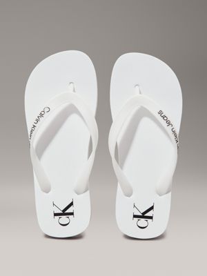 bright white/black platform flip flops for women calvin klein jeans