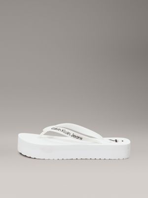 bright white/black platform flip flops for women calvin klein jeans