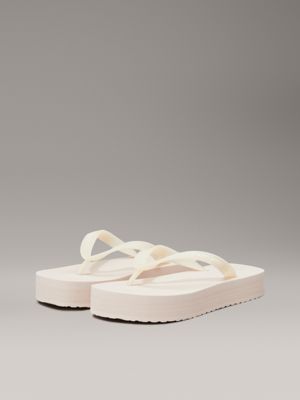 whisper pink/bright white platform flip flops for women calvin klein jeans