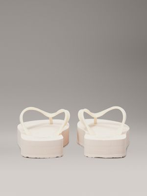 whisper pink/bright white platform flip flops for women calvin klein jeans