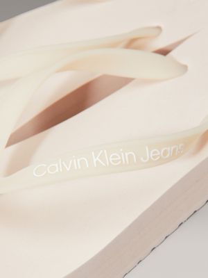 whisper pink/bright white platform flip flops for women calvin klein jeans