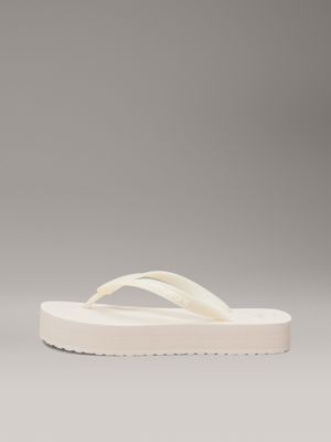 whisper pink/bright white platform flip flops for women calvin klein jeans