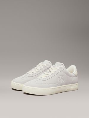 oyster mushroom/creamy white suede trainers for women calvin klein jeans