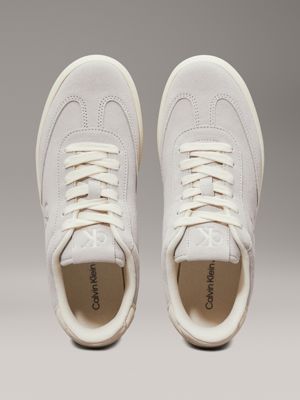 oyster mushroom/creamy white suede trainers for women calvin klein jeans