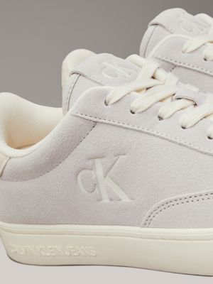 oyster mushroom/creamy white suede trainers for women calvin klein jeans