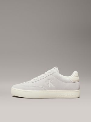 oyster mushroom/creamy white suede trainers for women calvin klein jeans