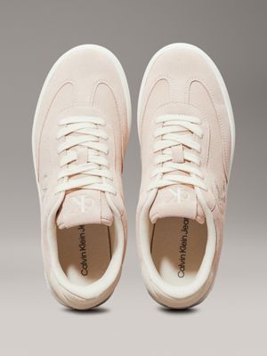 whisper pink/creamy white suede trainers for women calvin klein jeans