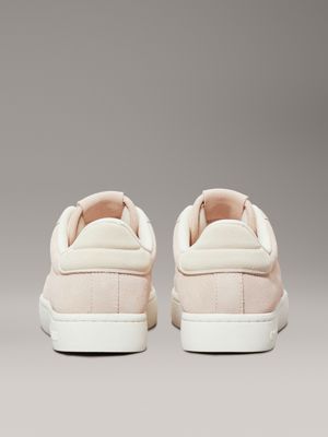 whisper pink/creamy white suede trainers for women calvin klein jeans