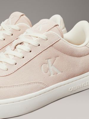 whisper pink/creamy white suede trainers for women calvin klein jeans