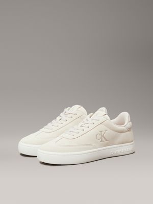 creamy white/eggshell suede trainers for women calvin klein jeans