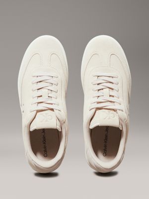 creamy white/eggshell suede trainers for women calvin klein jeans