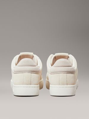 creamy white/eggshell suede trainers for women calvin klein jeans