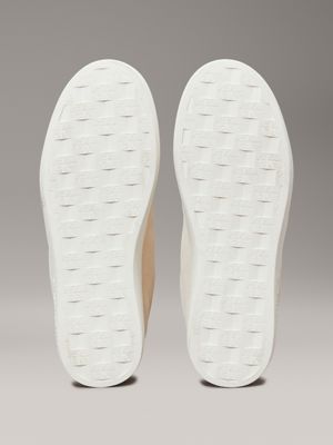 creamy white/eggshell suede trainers for women calvin klein jeans