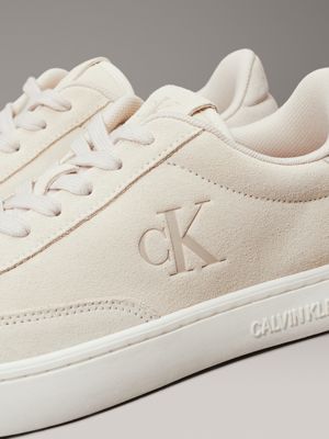 creamy white/eggshell suede trainers for women calvin klein jeans