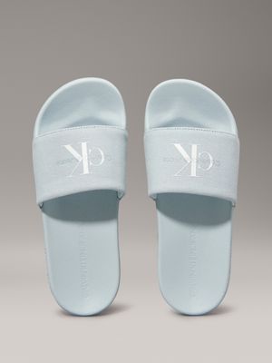 triple cloud blue canvas logo sliders for women calvin klein jeans