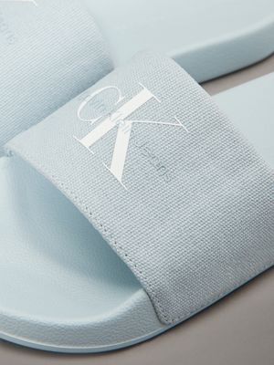 triple cloud blue canvas logo sliders for women calvin klein jeans