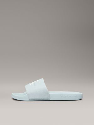 triple cloud blue canvas logo sliders for women calvin klein jeans