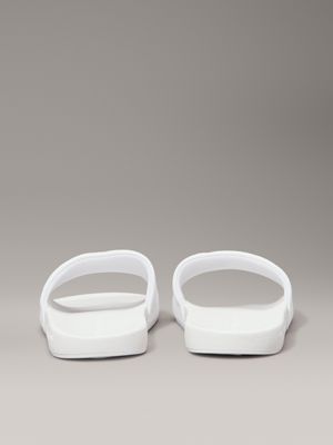 bright white/black canvas sliders met logo voor dames - calvin klein jeans