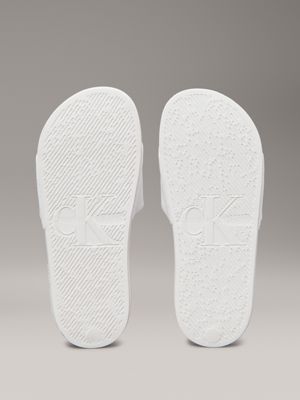 bright white/black canvas sliders met logo voor dames - calvin klein jeans