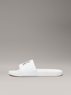 bright white/black canvas sliders for women calvin klein jeans