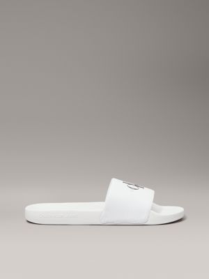 Calvin klein white sliders on sale