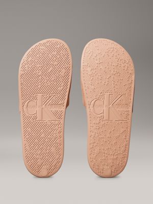 tongs en toile avec logo triple dusty coral pour femmes calvin klein jeans