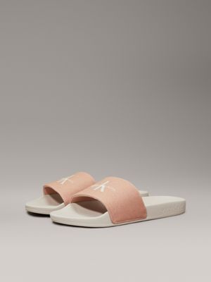 tuscany/eggshell canvas sliders for women calvin klein jeans