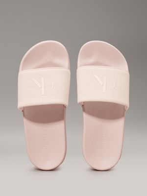 triple whisper pink canvas logo sliders for women calvin klein jeans