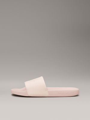 triple whisper pink canvas logo sliders for women calvin klein jeans