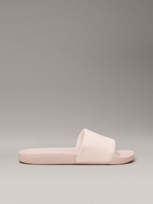 triple whisper pink canvas logo sliders for women calvin klein jeans