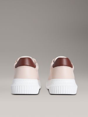 whisper pink/cappuccino leather trainers for women 