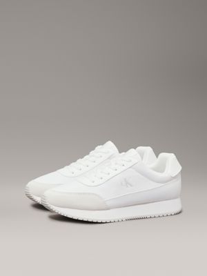 triple bright white canvas trainers for women calvin klein jeans