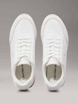 triple bright white canvas trainers for women calvin klein jeans