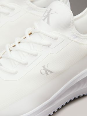 triple bright white canvas trainers for women calvin klein jeans