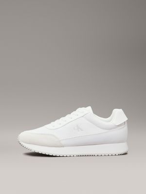 triple bright white canvas trainers for women calvin klein jeans