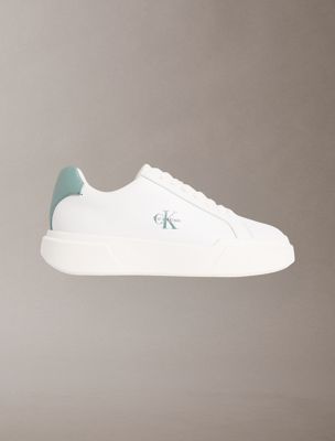 white ck avenue - leather logo trainers for women calvin klein