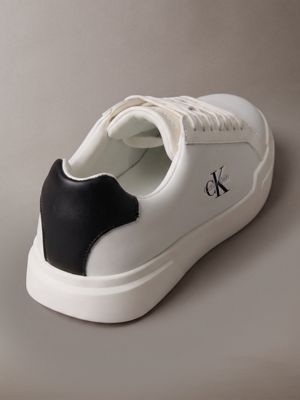 white/black/white leather durable traction chunky trainers for women calvin klein