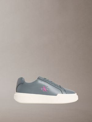 ck avenue - baskets en cuir avec logo grey pour femmes calvin klein