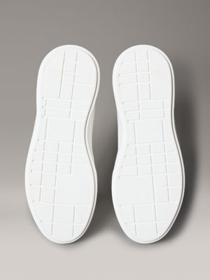 bright white/black ck avenue - smooth leather logo trainers for women calvin klein