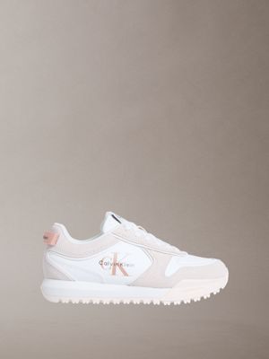 sneakers runner signature in camoscio beige da donne 
